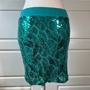 Sequin Mini Skirt in Teal